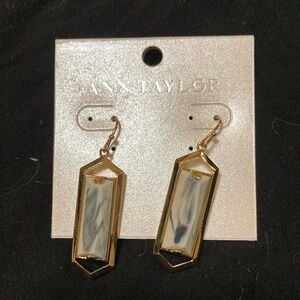 New Ann Taylor Gold and Cream Geometric Earrings